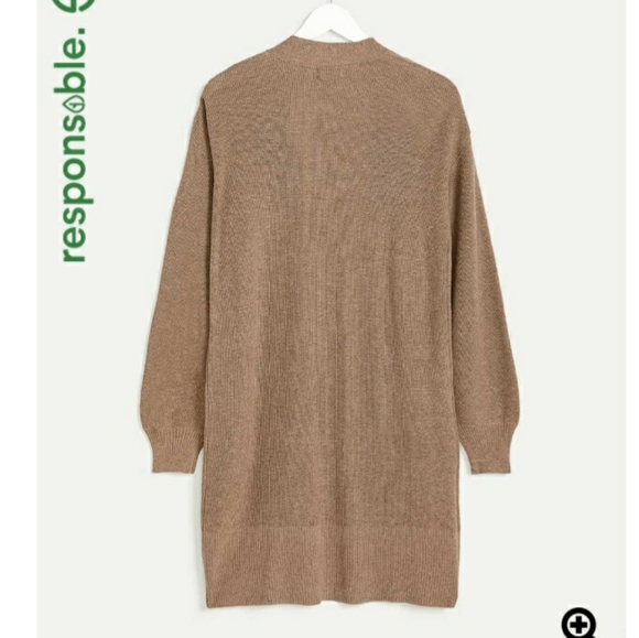 Knit Open Cardigan with Balloon Sleeves - Picture 2 of 3